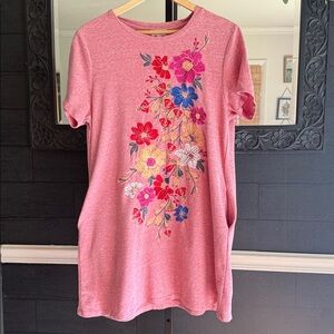 Umgee Knit Dress with floral embroidery and pockets!